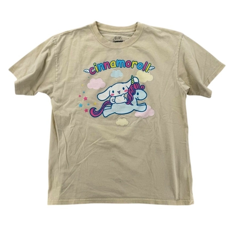 Bioworld Sanrio Cinnamoroll Unicorn Graphic Tee Beige Women Large SIL-34706